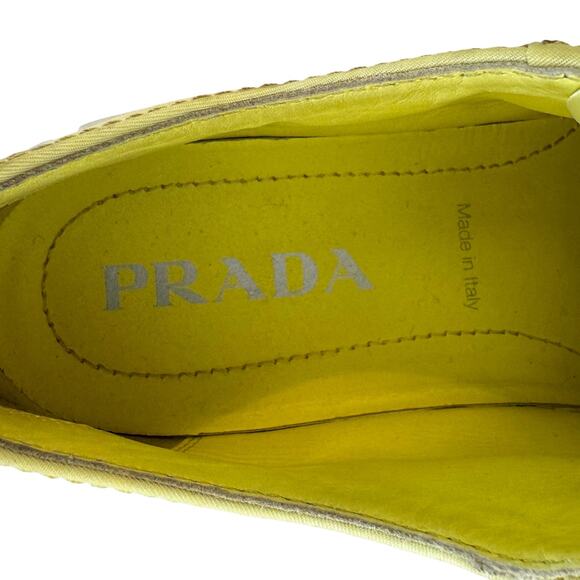 Prada Re-Nylon Double Wheel Gabardine Sneakers Platform Butter Yellow 37.5 - Picture 10 of 16